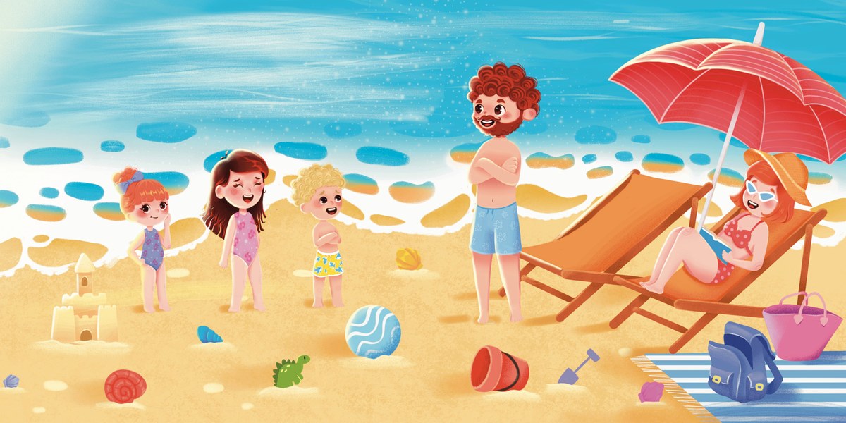 Sunny beach scene from the story